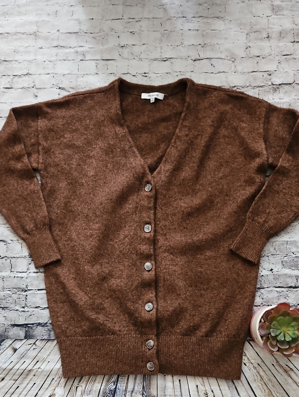 Madewell Relaxed V-neck Cardigan In Hthr Hickory Size Xs
